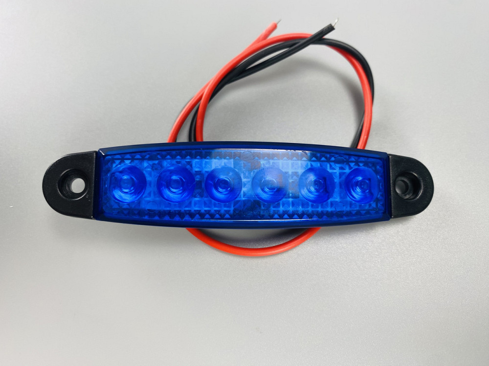 Ліхтар LED габаритний 24V IP67 6 led діодів SMD синій, оптична лінза + кріплення для авто Мукачево - фото 5