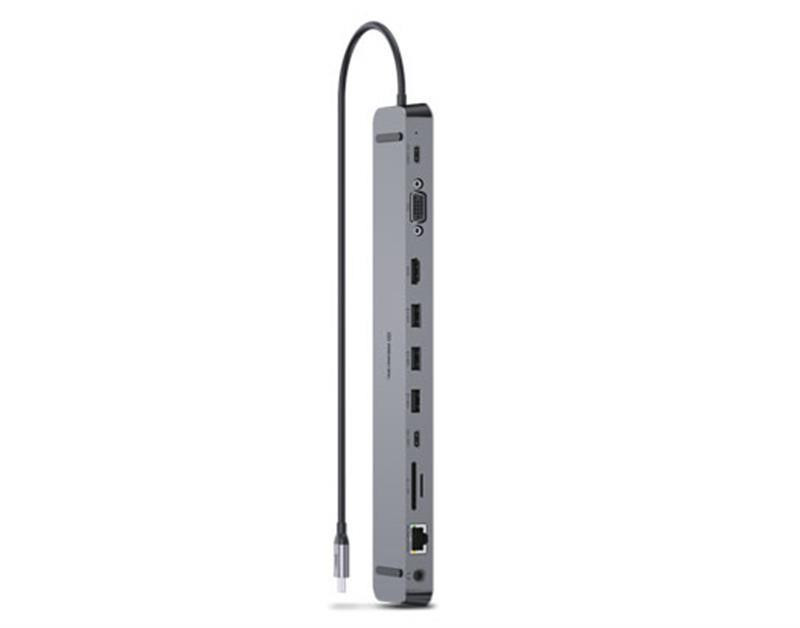 Концентратор REAL-EL CQ-1000 USB3.0х3/USB-C/HDMI/VGA/RJ45/SD/TF/3.5mm audio, 0.4m, Space Grey Сірий Харків - фото 1