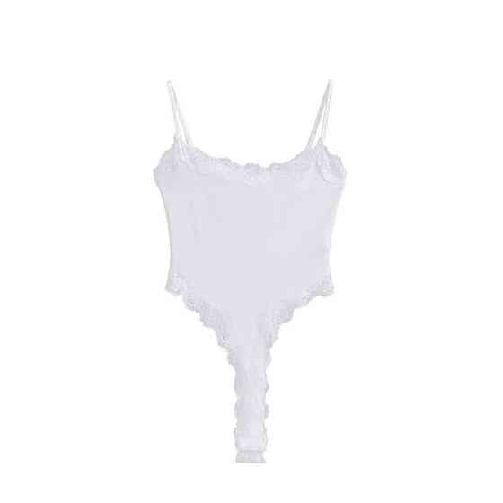 Женский романтичный боди на бретелях вискоза с кружевом Белый Одесса