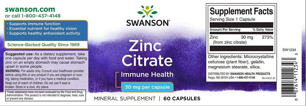 Zinc Citrate 30 mg, 60 капсул Луцк - изображение 2