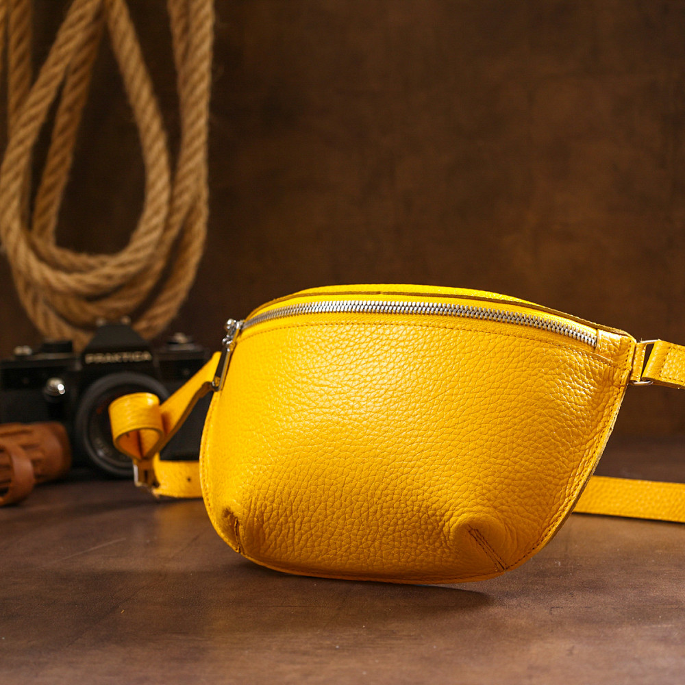 Шкіряна яскрава жіноча бананка Shvigel 16377 Жовтий Київ - фото 7