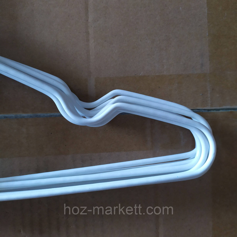 Вішалки плеча, тремпл білі металевий у силіконовому покритті з хромованим гачком 8 шт. в уп Харків - фото 8