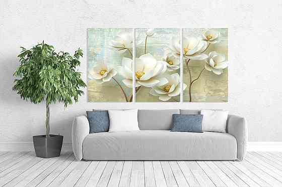 Модульна картина у вітальню/ спальню    Ніжні квіти     ART-061_3A Київ