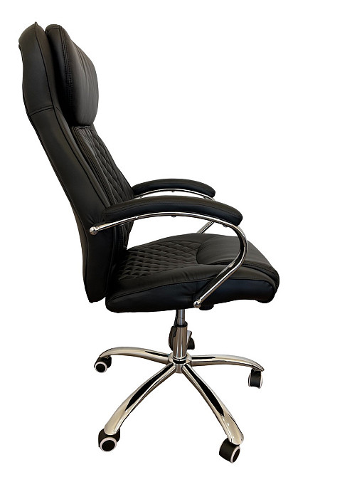 Офисное кресло руководителя Tehforward Lambo PU хром Anyfix Черный Киев - изображение 3