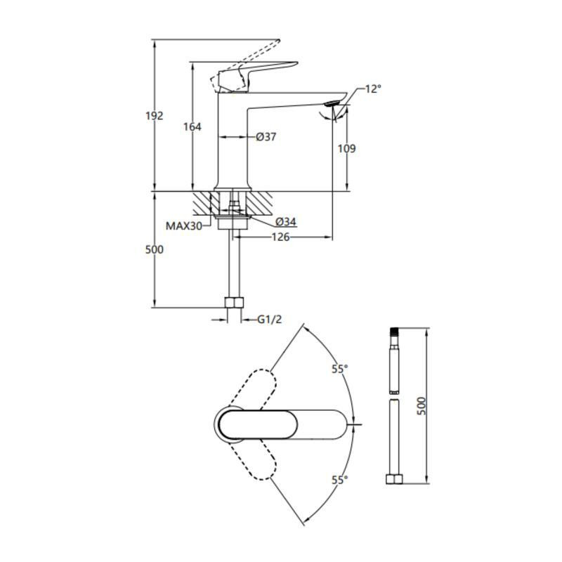 Смеситель для раковины Qtap Evia QTEVI2701CRM47576 (k30), однорычажный, низкий, Chrome Харьков - изображение 2