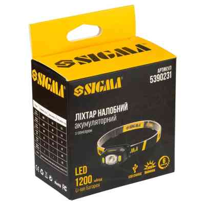 Ліхтар Sigma LED 300Лм 1200мАч із сенсором (5390231) Вінниця