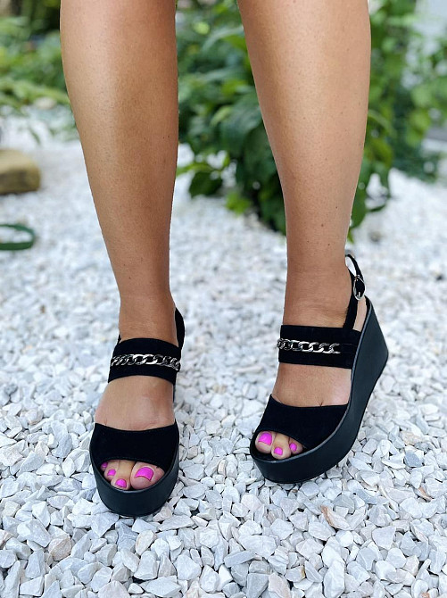 Vikttorio Босоніжки жіночі чорні літні VIKTTORIO Кароліна з натуральної замші/Бісоніжки на плат Коломыя - изображение 6