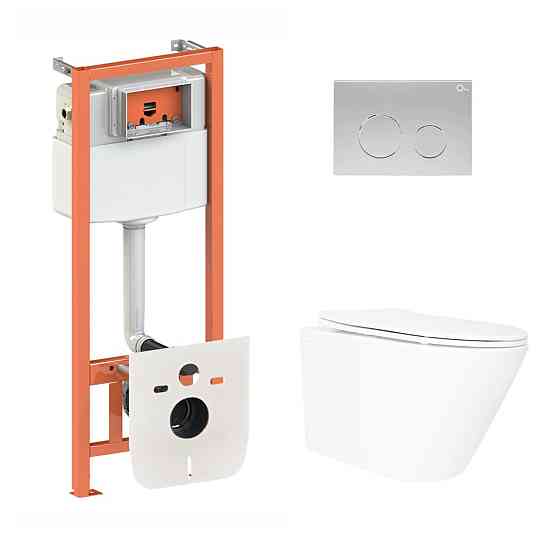 Готове рішення Qtap для ванної кімнати: підвісний унітаз Swan Ultra Quiet 520×360×320 + комплект інсталяції Nest 4 в 1 (кругла Київ