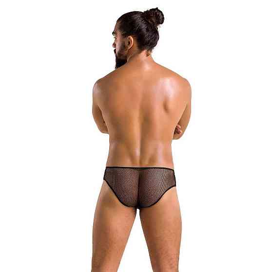 Мужские трусы со шнуровкой Passion 035 SLIP RICHARD XXL/XXXL Black, экокожа, сетка Sex Aura Киев