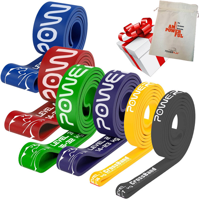 Еспандер-петля (гумка для фітнесу і кроссфіту) PowerPlay PP_0018 набір 6шт. опір 2-45кг. (сумарно 160кг.) Кам'янське - фото 1