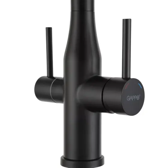 Змішувач для кухні з підключенням до фільтру GAPPO G4399-76 та гнучким виливом, чорний Київ