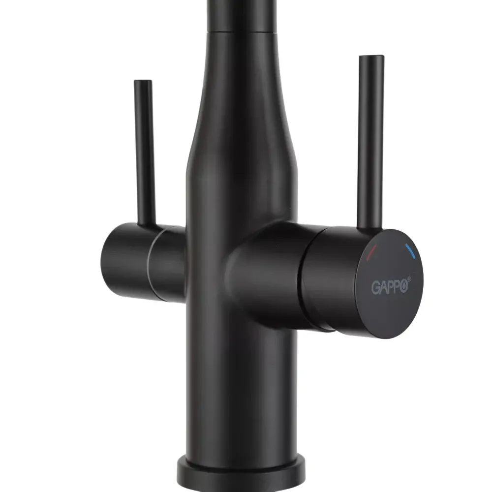 Змішувач для кухні з підключенням до фільтру GAPPO G4399-76 та гнучким виливом, чорний Київ - фото 4