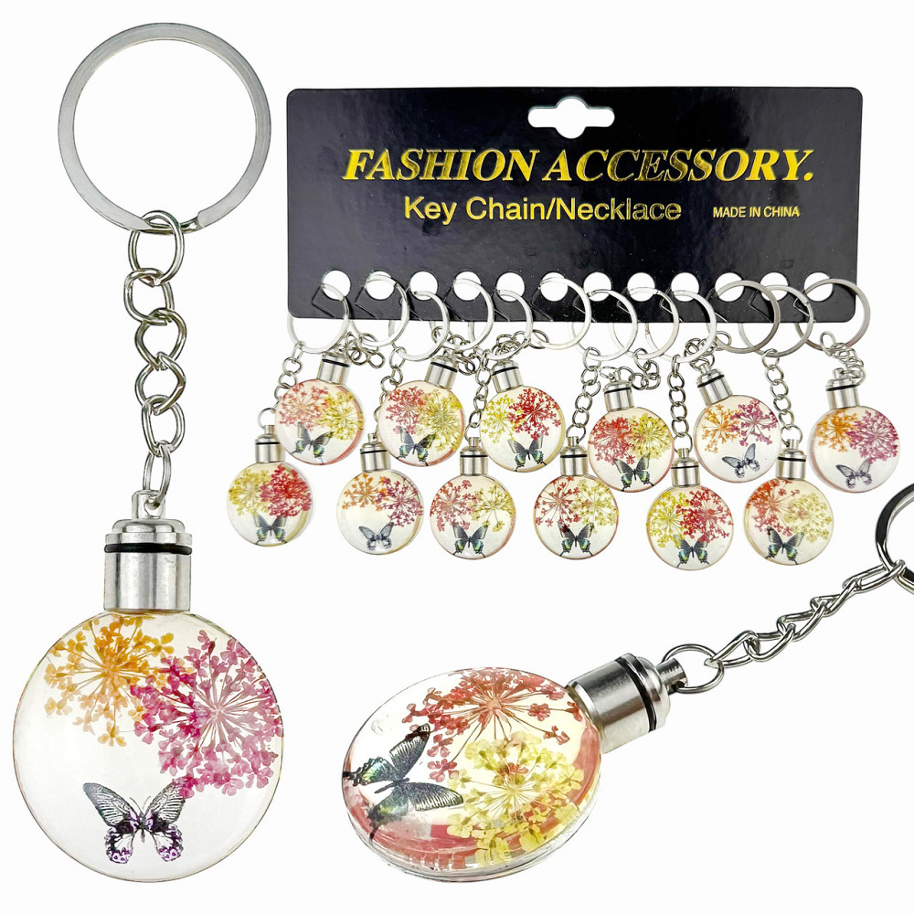 Брелоки для ключей Цветок c бабочкой в стекле 12 шт Киев - изображение 1