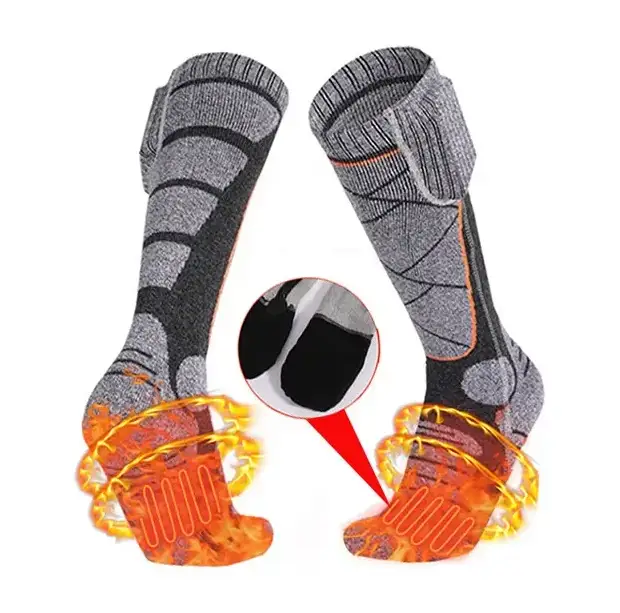 Высокие носки с подогревом и блоком питания на 2200mAh (Серые с ромбиками) Винница - изображение 3