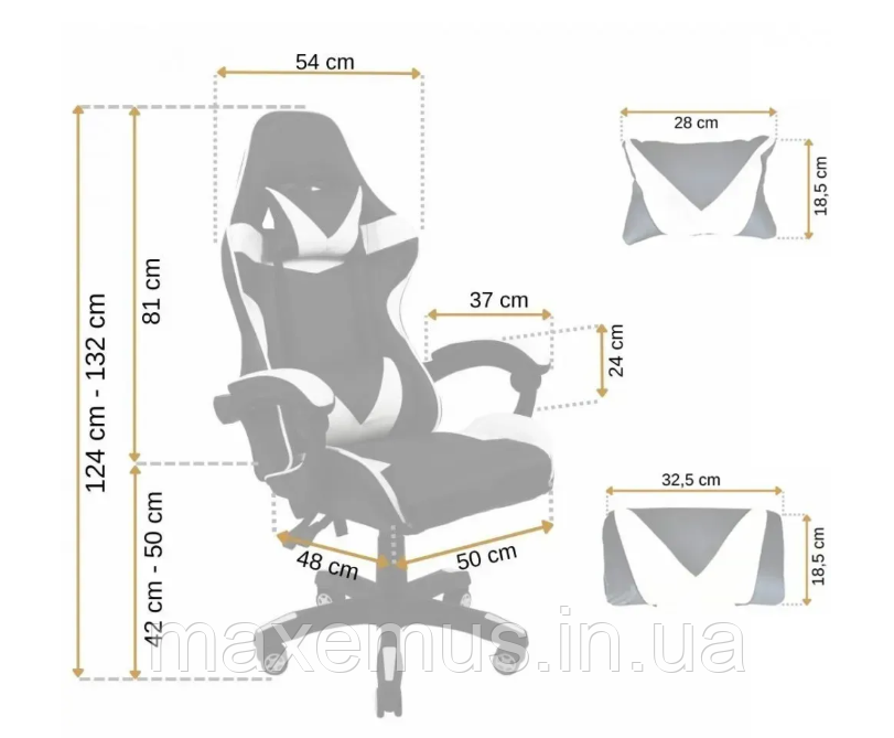 Кресло геймерское раскладное B 8 1 0 геймерский стул компьютерный с 2 подушками белый Мостиска - изображение 20