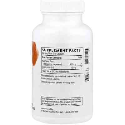 Витаминно-минеральный комплекс Thorne Research Красный дрожжевой рис и CoQ10, Red Yeast Rice + CoQ10, 120 капсул (THR-75104) Вінниця