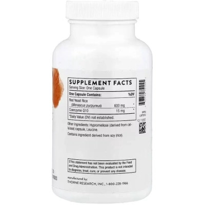 Витаминно-минеральный комплекс Thorne Research Красный дрожжевой рис и CoQ10, Red Yeast Rice + CoQ10, 120 капсул (THR-75104) Вінниця - фото 2