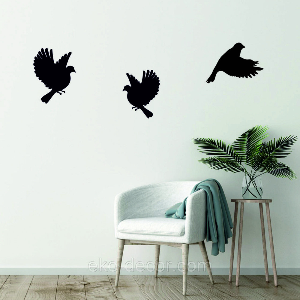 Декоративное настенное Панно «Птичка» Декор на стену(цена за 1шт) 30*21 см, Черный Киев - изображение 1