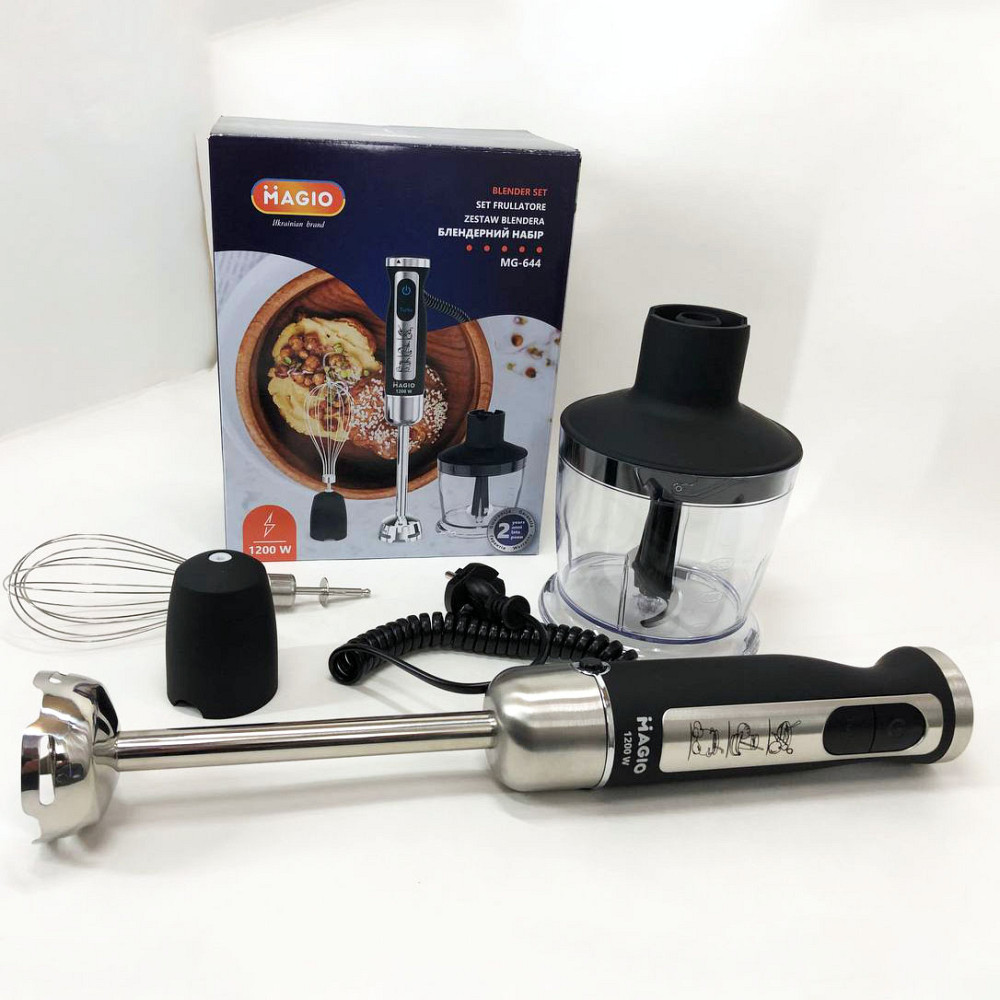 Занурювальний блендер з подрібнювачем MAGIO, Портативний блендер для смузі Кухонний з терками UN-37 Львів - фото 2