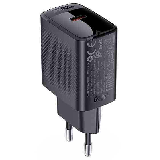 Сетевое зарядное устройство ACEFAST A82 PD20W GaN single USB-C charger Black 6974316283232 Одесса