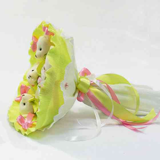 Букет из игрушек Мишки лайм 5344IT с 5ю игрушками Винница