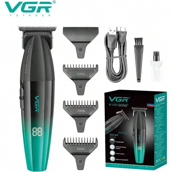 Професійний триммер для стрижки та оконтовки волосся VGR V-906 3 насадки (1 мм, 2 мм, 3 мм) Одеса - фото 1