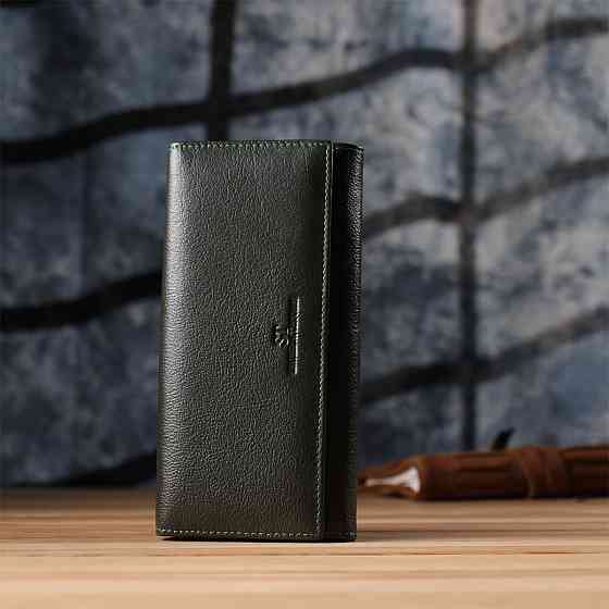 Стильный кошелек у два сложения из натуральной кожи ST Leather 23066 Зеленый Киев