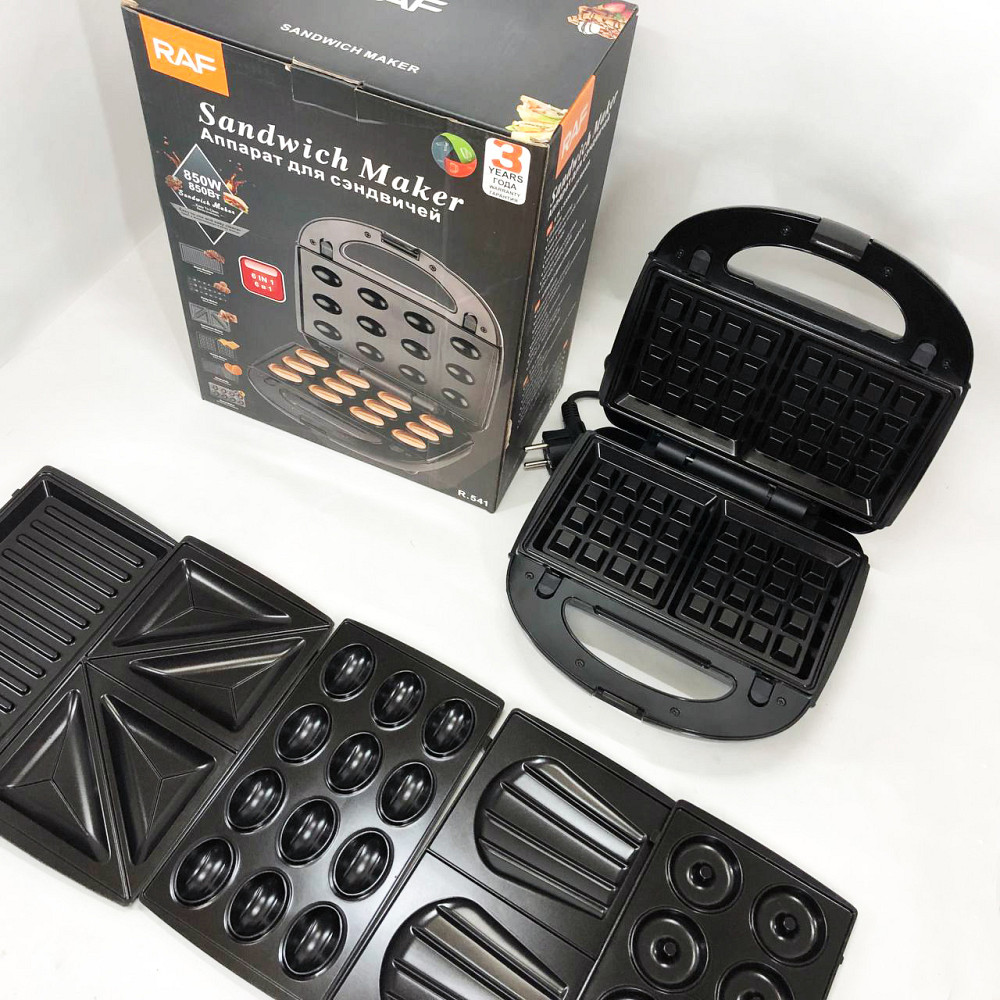 Бутербродниця електрогриль RAF R.541 6 в 1 850 Вт, Домашня бутербродниця, Гриль контактний побутовий AD-55 Івано-Франківськ - фото 8