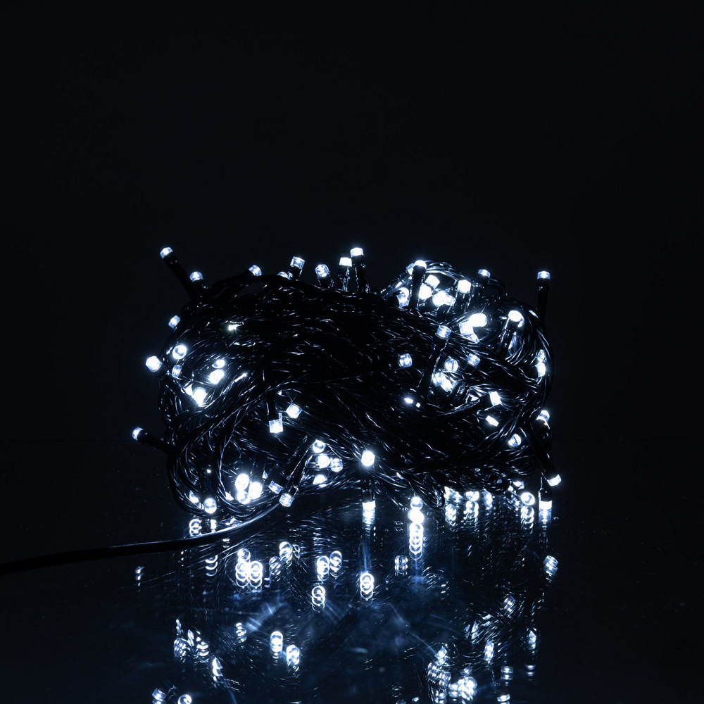Новорічна гірлянда кімнатна нитка 14 м 160 LED кімнатна гірлянда чорний провід Біле світло W160LED16MBW Коломыя - изображение 1
