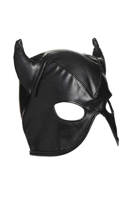 Маска з рогами Master Series: Dungeon Demon Bondage Mask with Horns, чорна Sex Aura Київ - фото 3