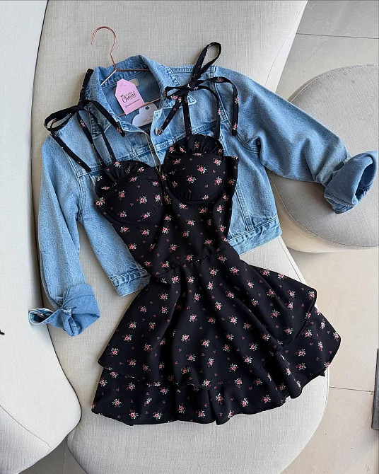 Жіноча стильна романтична літня міні сукня софт принт Одеса - фото 3