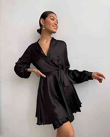 Женское вечернее романтичное мини платье шелк Черный Одесса