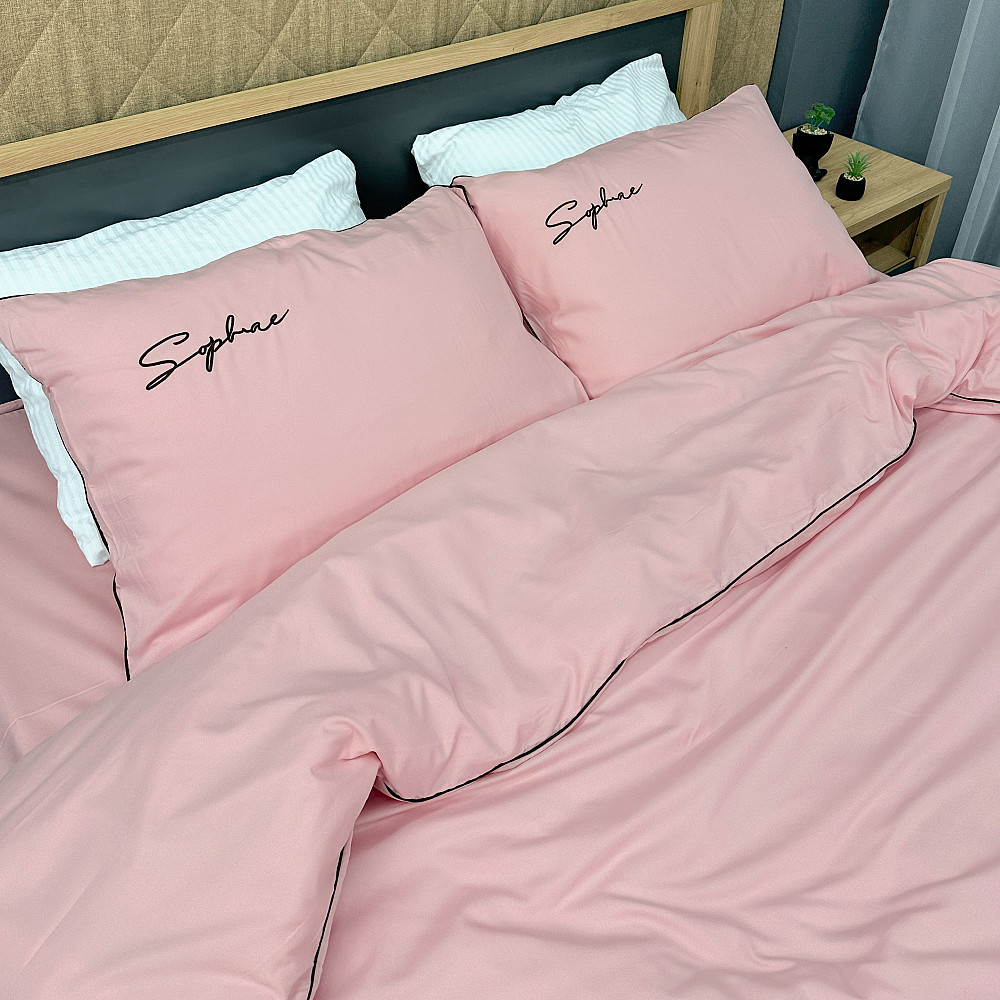 Комплект постільної білизни Сатин, Євро 200х230 Рожевий (88-138) Київ - фото 1