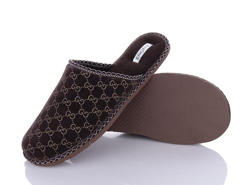 Тапочки чоловічі закриті коричневі GG кімнатні капці для дому 50 Одесса - изображение 2