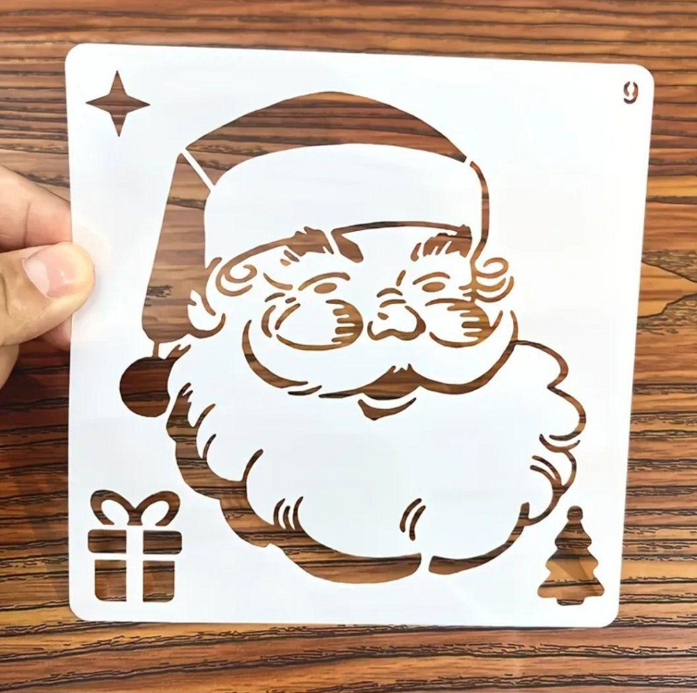 Набор трафаретов новогодних 12 штук 10 на 10 см серый Киев - изображение 6