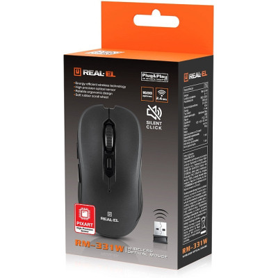 Мышка REAL-EL RM-331W Wireless Black (EL123200044) Винница - изображение 5