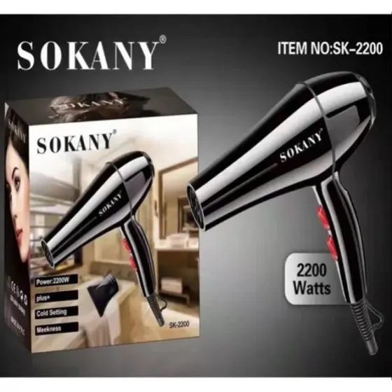 Фен для волосся Sokany SK-2200 2200 Вт, 3 температурні режими, холодне повітря, концентратор, дбайли Одеса