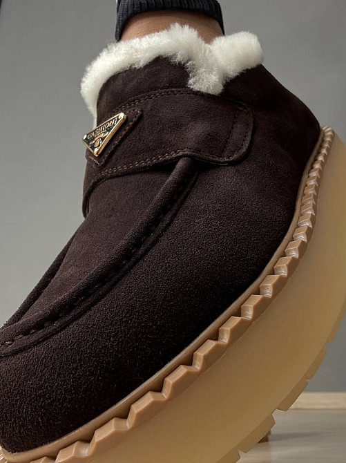 Черевики жіночі Hengji 69-6 лофери замшеві на хутрі коричневі, 37, 23,5 см Київ - фото 20