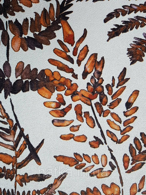 Ообои флізелінові еко Decoprint Essentials EE22543 листя папороті коричневі бурштинові чорні на білому Київ - фото 5