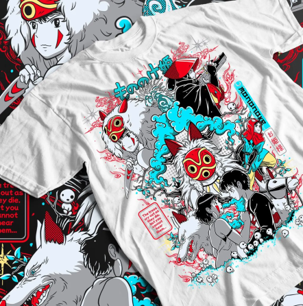 Футболка для мальчика аниме Принкесс Мононоке Аниме Джапанесе оверсайз (рост от 165 до 180 ) Черний AnimeJ0572m Днепр