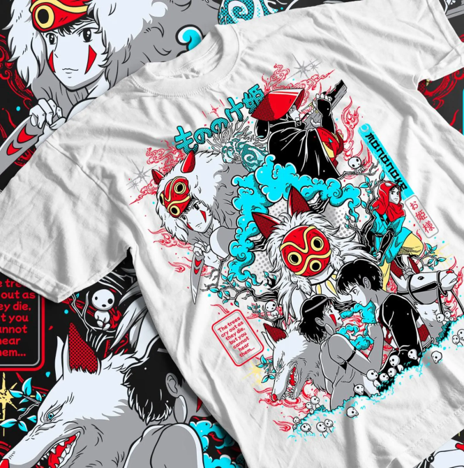 Футболка для хлопчика з аніме принтом Прінкесс Мононоке Аніме Джапанесе оверсайз (зріст від 165 до 180) Чорний AnimeJ0572m Дніпро - фото 1