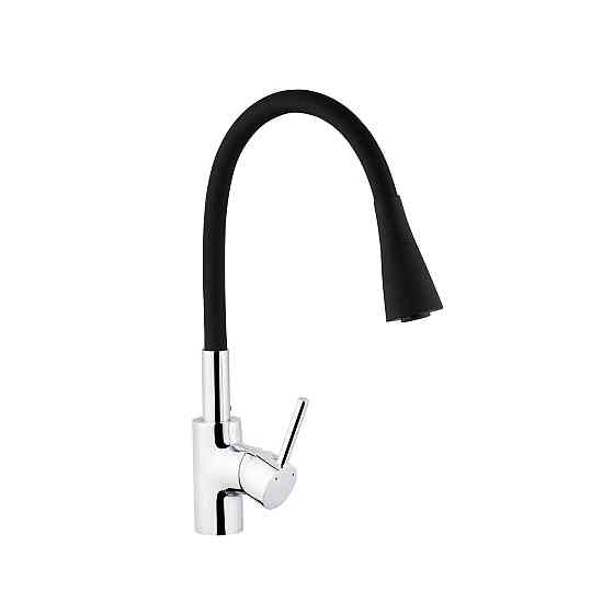 Змішувач для кухні з гнучким виливом Kroner KRP Küche - C031BLK чорний/хром Київ