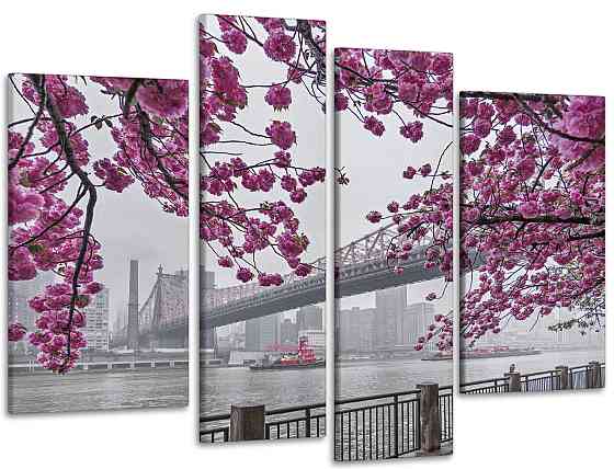 Модульна картина в спальню, вітальню Сакура Квіти на Набережній Art-615_4 Київ