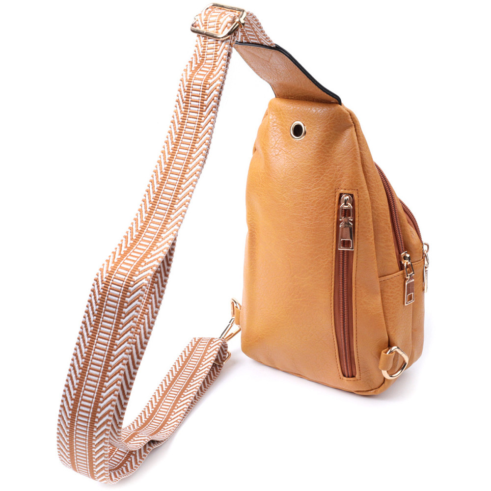 Яркая женская сумка через плечо с отверстием для наушников из экокожи Vintage 22788 Желтый Киев - изображение 2