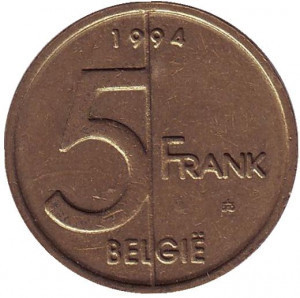 5 франков. 1994 год, Бельгия. (Belgie) Полтава - изображение 1