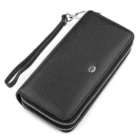 Гаманець жіночий ST Leather 18446 (ST238-2) дві блискавки Чорний Київ