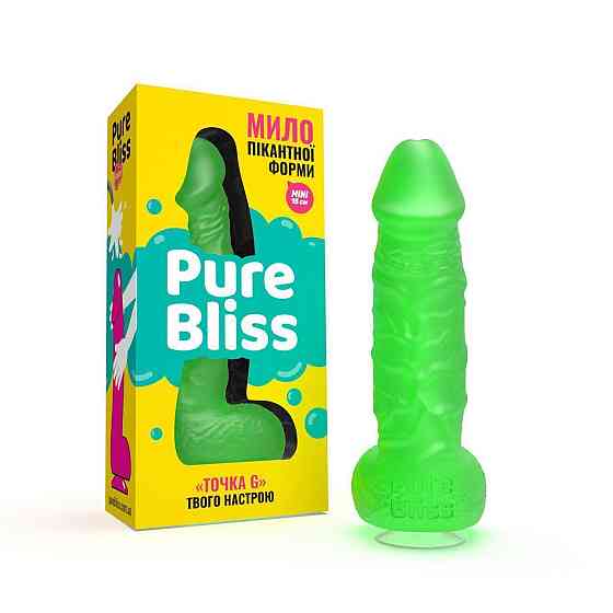 Крафтовое мыло-член с присоской Pure Bliss MINI Green, натуральное Sex Aura Киев