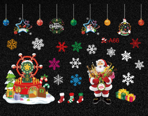 Наклейки на окна новый год на праздник 50 на 70 см разноцветный Киев