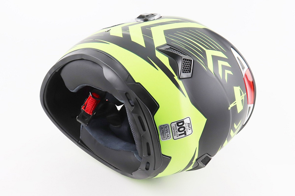 Шолом інтеграл, закритий (сертифікація DOT)+відкидні окуляри BLD-М61 S (55-56см), ЧОРНО-ЖОВТИЙ (флуоресцентний) Київ - фото 2