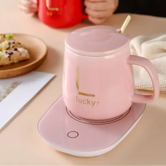 Белая Чашка на підставці з підігрівом Stenson YG01317 L 400мл Коломыя